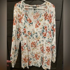 Torrid Size 3 (3X) Floral Babydoll Long Sleeve Too